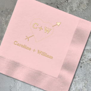 Servilletas Con Brillo Corazón y flecha de monograma