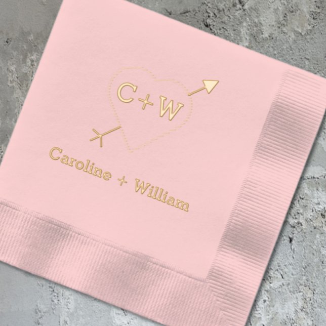 Servilletas Con Brillo Corazón y flecha de monograma (Subido por el creador)