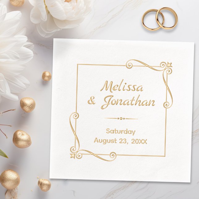 Servilletas Con Brillo Corner Swirls Square Frame Boda aniversario (Subido por el creador)