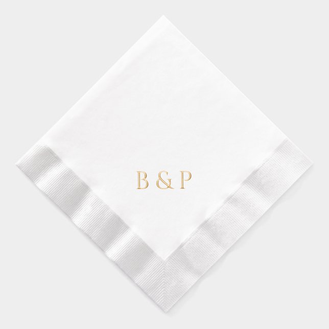 Servilletas Con Brillo Couple's Monogram Modern Chic Wedding Gold (Derecha)