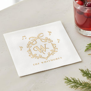 Servilletas Con Brillo Crestón de Monograma de Navidad Elegante y Caprich