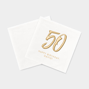 Servilletas Con Brillo cumpleaños 50 elegante moderno dorado personalizad