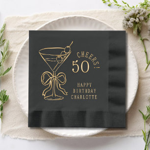 Servilletas Con Brillo Cumpleaños 50 Martini Lazo Cheers 50