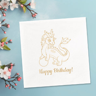 Servilletas Con Brillo Cumpleaños del Año del Dragón