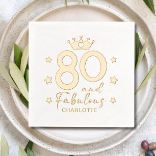 Servilletas Con Brillo Cumpleaños dorado personalizado 80 y fabuloso