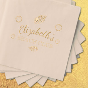 Servilletas Con Brillo Cumpleaños en el Club de Playa