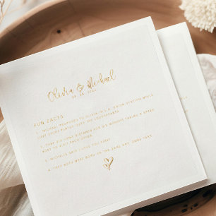 Servilletas Con Brillo Datos divertidos de escritura de boda elegante en