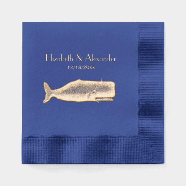 Servilletas Con Brillo Dibujo de ballenas del siglo XIX (Anverso)