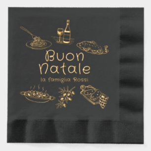Servilletas Con Brillo Dibujos de comida para fiesta de Navidad italiana