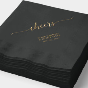 Servilletas Con Brillo Dorado   Elegante evento de Chetering Lettering