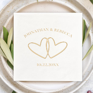 Servilletas Con Brillo Dos Corazones Nombres Personalizados y Fecha de Bo