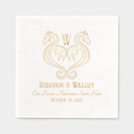 Servilletas Con Brillo Dragón rojo negro de oro Monograma Boda de fantasí