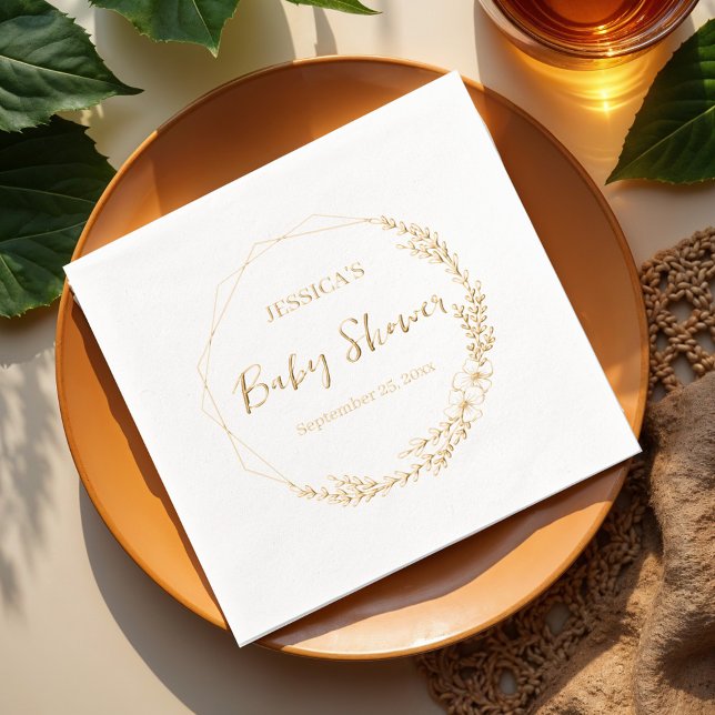 Servilletas Con Brillo Ducha de Bebé Corona Floral (Subido por el creador)