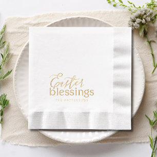 Servilletas Con Brillo Easter Blessings Script Typography Nombre religios