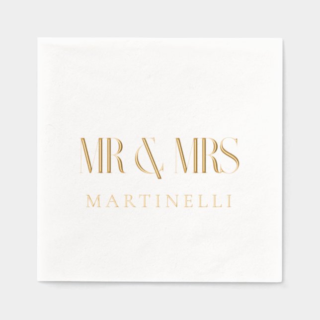 Servilletas Con Brillo El Sr. y la Sra. diseño moderno personalizado (Anverso)