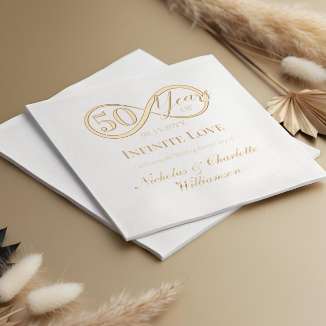 Servilletas Con Brillo Elegant 50th Anniversary Milestone Infinity Love (Elegant 50th Anniversary Milestone Infinity Love Foil Napkins)