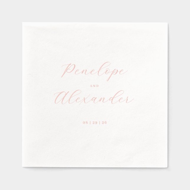 Servilletas Con Brillo Elegant Blush Minimalist Calligraphy (Anverso)