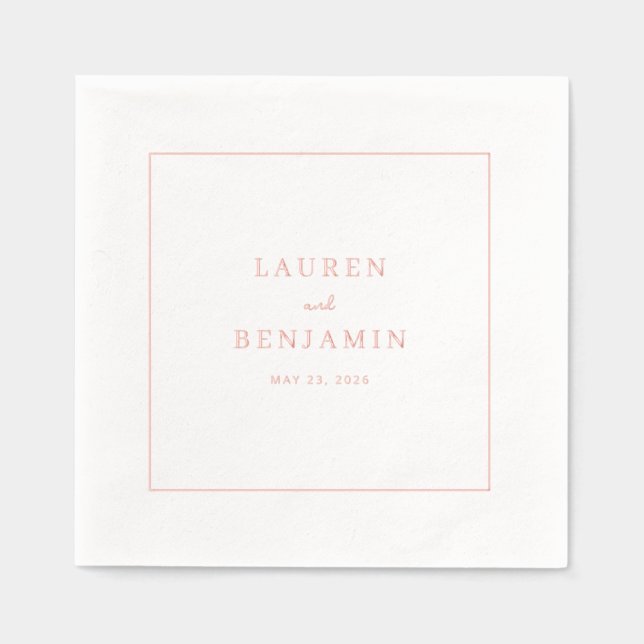 Servilletas Con Brillo Elegant Coral Minimalist Border (Anverso)