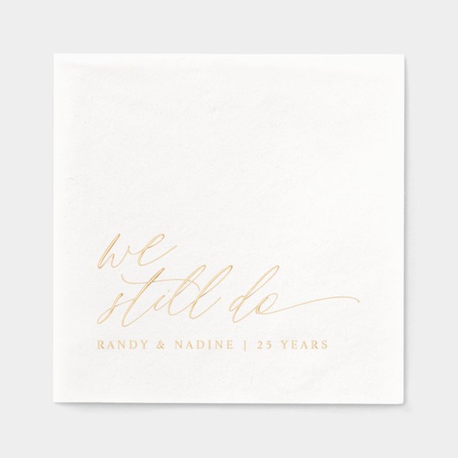 Servilletas Con Brillo Elegant Gold We Still Do Wedding Anniversary (Anverso)