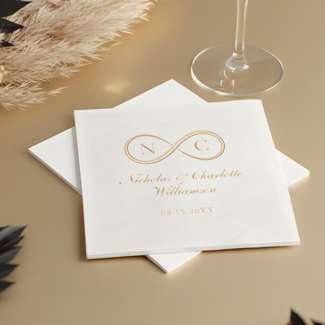Servilletas Con Brillo Elegant Minimal Infinity Love Monogram Wedding (Elegant Minimal Infinity Love Monogram Weddding Foil Napkins)
