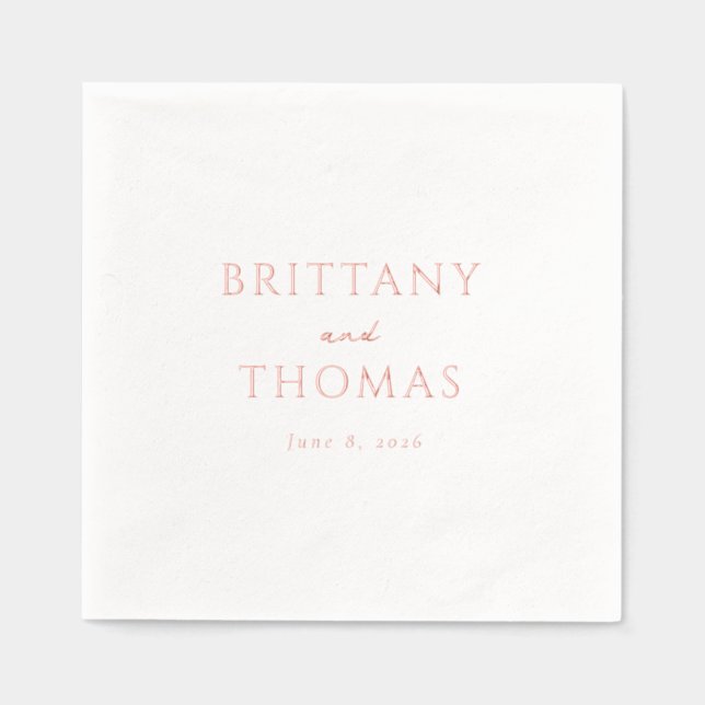Servilletas Con Brillo Elegant Rose Minimalist Wedding Invitation (Anverso)
