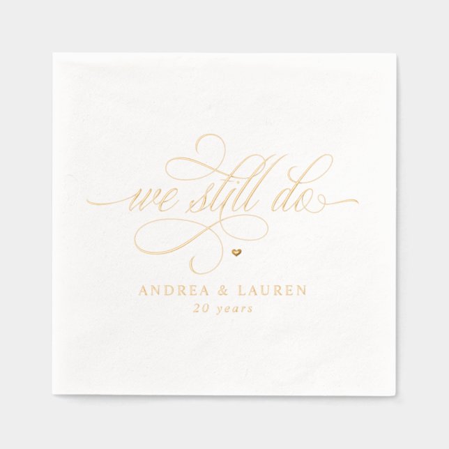 Servilletas Con Brillo Elegant We Still Do Anniversary Vow Renewal Gold (Anverso)