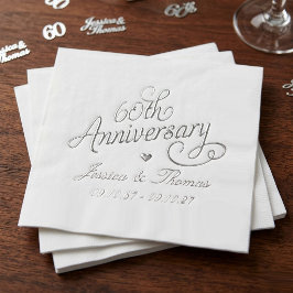 Servilletas Con Brillo Elegante 60º Aniversario de Bodas de Diamante Real