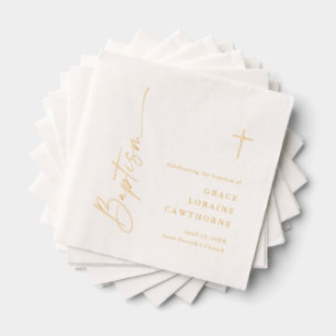 Servilletas Con Brillo Elegante bautismo de escritura moderna