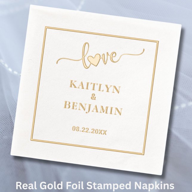 Servilletas Con Brillo Elegante Boda Amor Real Relieve metalizado dorado  (Subido por el creador)