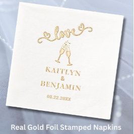 Servilletas Con Brillo Elegante Boda Amor Relieve metalizado Real Napkins
