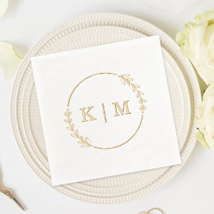 Servilletas Con Brillo Elegante Boda de guirnaldas monográficas