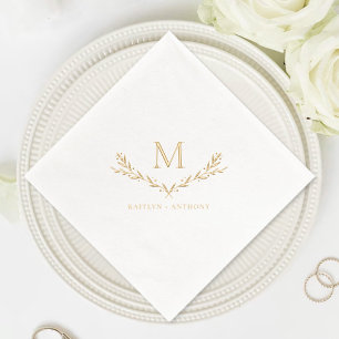 Servilletas Con Brillo Elegante Boda de guirnaldas monográficas