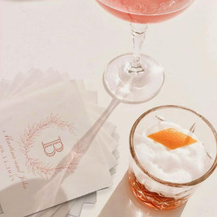 Servilletas Con Brillo Elegante Boda del Monograma Laurel Wreath