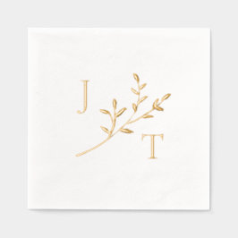 Servilletas Con Brillo Elegante Boda Monograma hojas de vegetación
