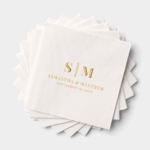 Servilletas Con Brillo Elegante Boda simple Monograma Minimalista