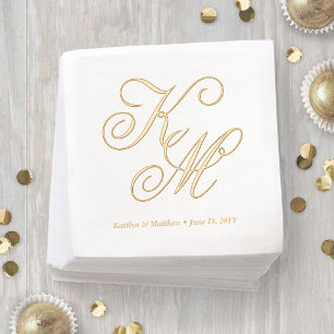 Servilletas Con Brillo Elegante caligrafía guión Boda monogramado