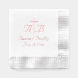 Servilletas Con Brillo Elegante Cruz Boda Monogramada