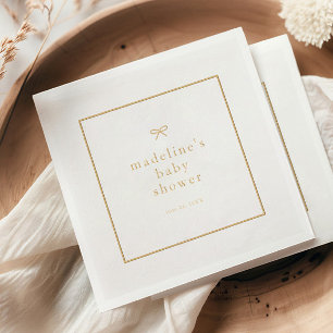 Servilletas Con Brillo Elegante Cumpleaños de Bebe con Lazo Simple Sin Gé