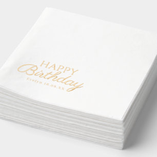 Servilletas Con Brillo Elegante cumpleaños feliz Nombre y fecha persona