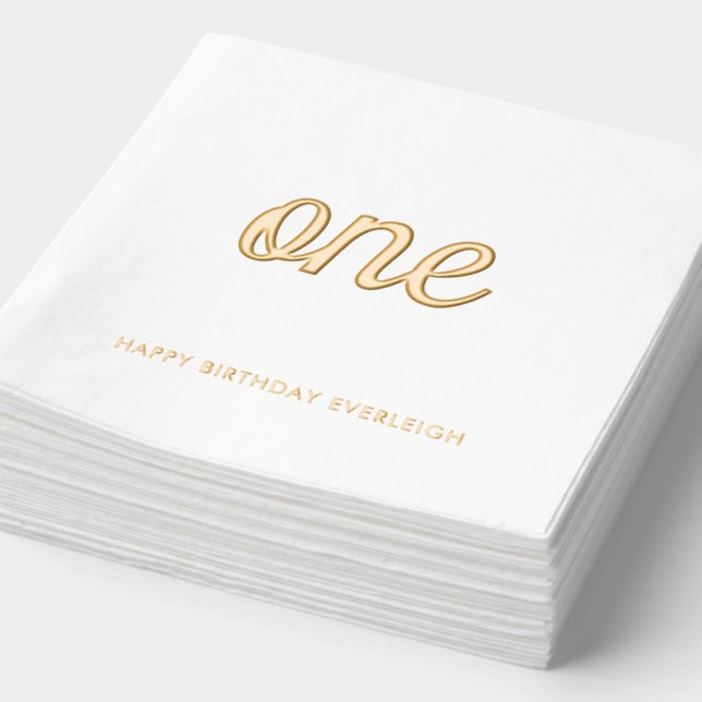 Servilletas Con Brillo Elegante Fancy One First Birthday Relieve metaliza (Detalle)