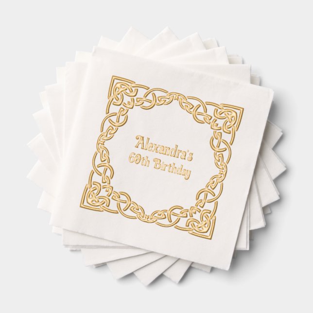 Servilletas Con Brillo Elegante fiesta de cumpleaños del marco del Knot c (Insitu (apilados))