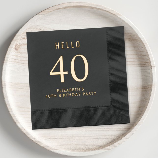 Servilletas Con Brillo Elegante Fiesta de cumpleaños número 40 (Elevate your 40th birthday party decor with these chic and elegant foil stamped napkins)