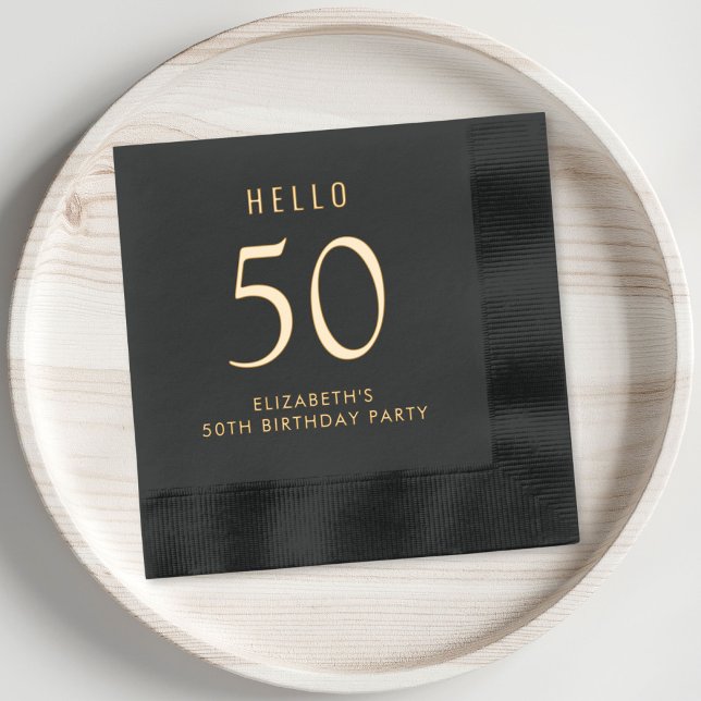 Servilletas Con Brillo Elegante fiesta de cumpleaños número 50 (Elevate your 50th birthday party decor with these chic and elegant foil stamped napkins)