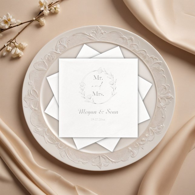Servilletas Con Brillo Elegante Floral Sr. y Sra. Boda (Subido por el creador)