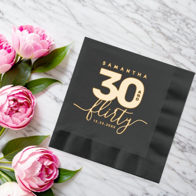 Servilletas Con Brillo Elegante Girly 30 y Flirty (Insitu (Boda))