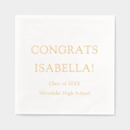 Servilletas Con Brillo Elegante guión moderno oro felicita a la graduació
