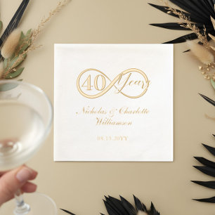 Servilletas Con Brillo Elegante hito de aniversario de 40 años de amor in