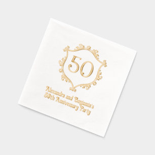 Servilletas Con Brillo Elegante Marco de Crest Flourish Aniversario Fiest