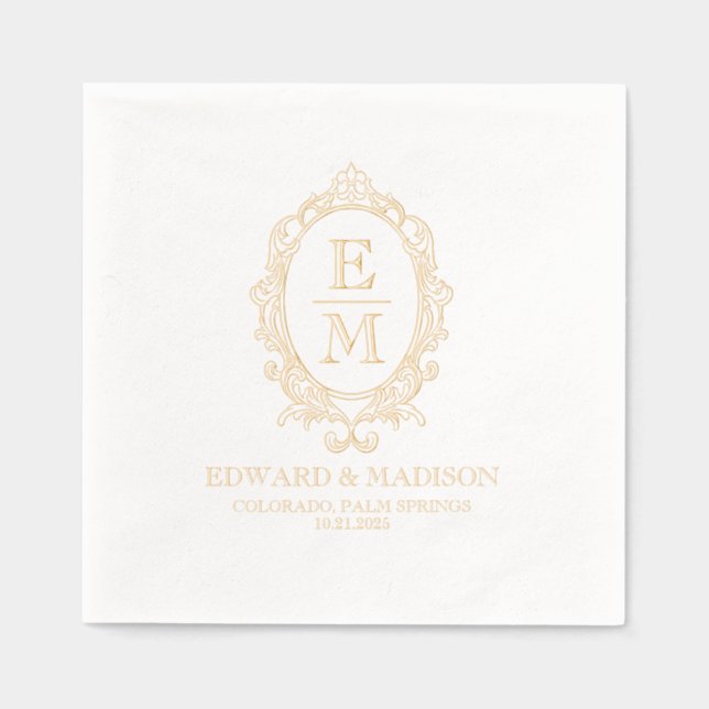 Servilletas Con Brillo Elegante marco floral victoriano de golf (Anverso)