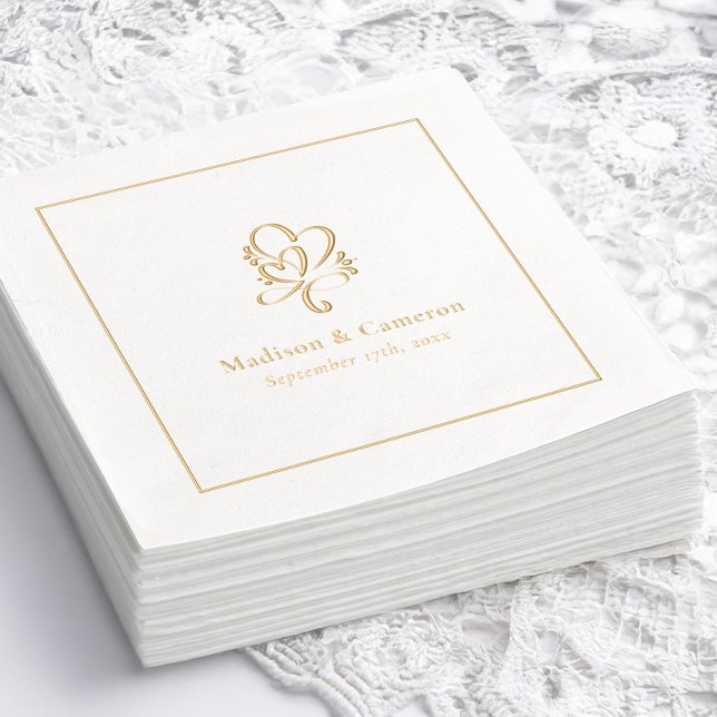 Servilletas Con Brillo Elegante Moda de Boda Personalizado Oro (Elegant Wedding Chic Custom Gold Foil Napkins)